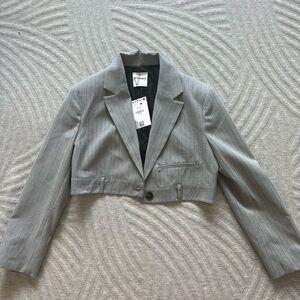 Bershka Gray Cropped Blazer